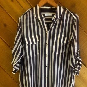 Equipment Blouse Red White Blue Stripe Size S/P